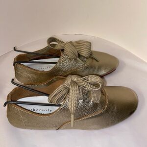 NWOB Anothersole Lace Up Shoes In Metallic Leather Gold Sz Women’s 6
